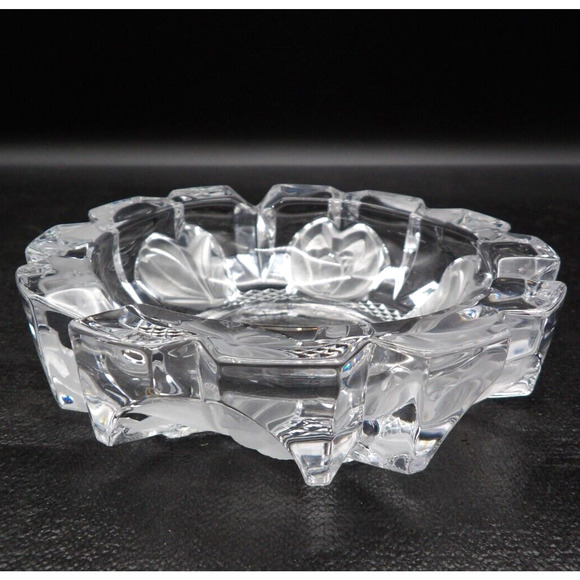 Vintage Mikasa Cut Clear Crystal 5" Ashtray Frosted Tulip Design Trinket Dish - Picture 1 of 7